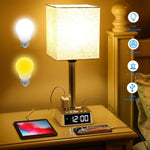Table Lamp, 4 USB Ports &amp; AC Power Outlets, Alarm Clock Default Title