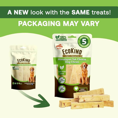 Bacon Flavor Gold Yak Chews for Large Dogs (1 lb to 5lb Bags) 8 small sticks