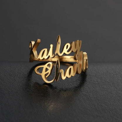 Name Ring - custom name ring rose gold