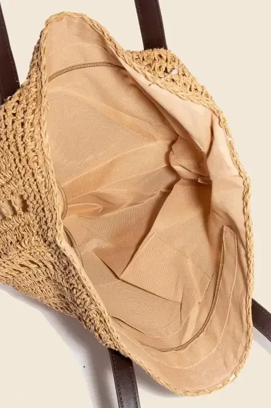 Fame Straw Braided Rounded Tote Bag KA / One Size