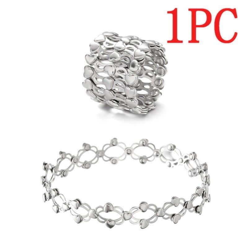 2 In 1 New Creative Magic Stretchable Ring Bracelet For Women Charm Shiny Crystal Retractable Bracelets Rings Jewelry Gift silver / Diameter 2cm-7cm adjustable