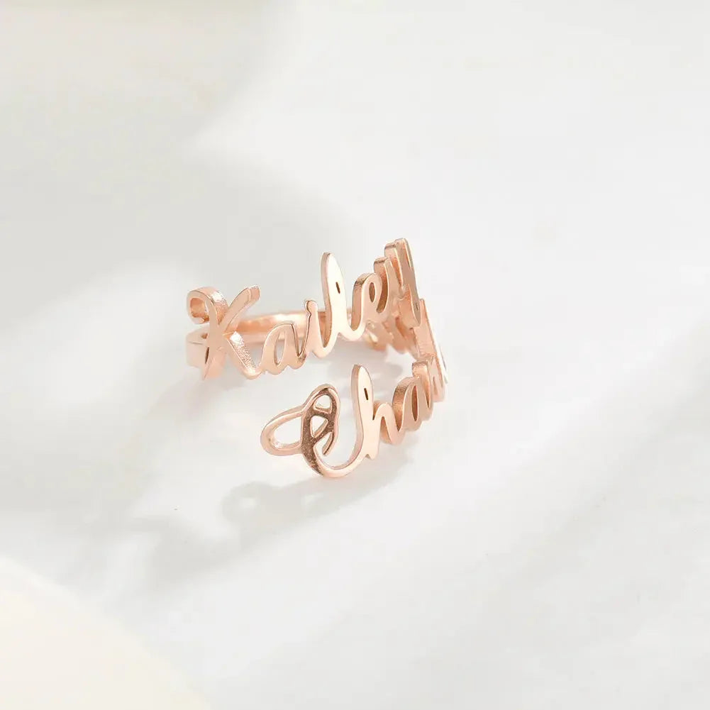 Name Ring - custom name ring rose gold