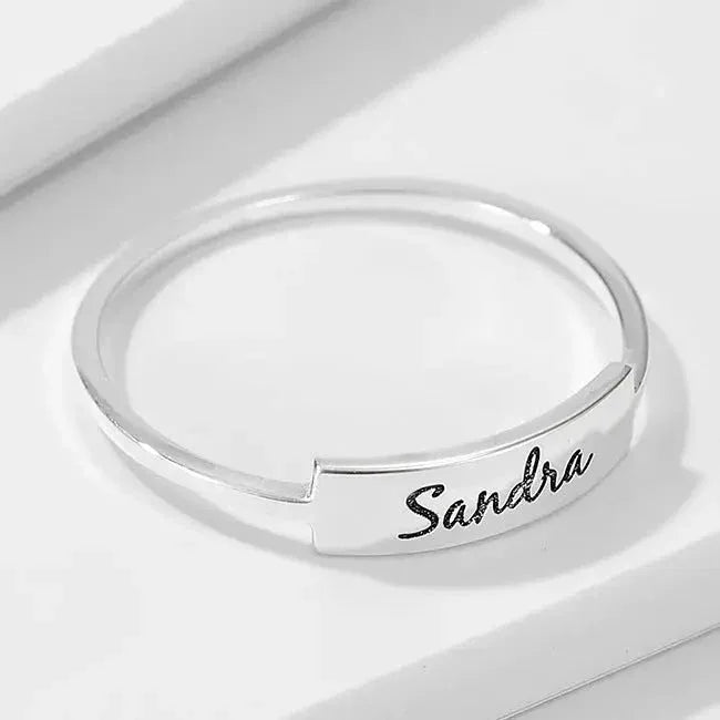 Full Silver Name-1 Ring - silver ring Rose Gold