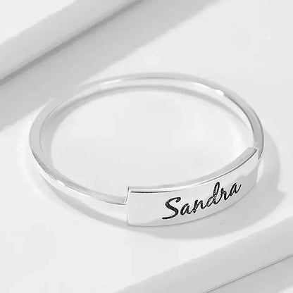Full Silver Name-1 Ring - silver ring Rose Gold