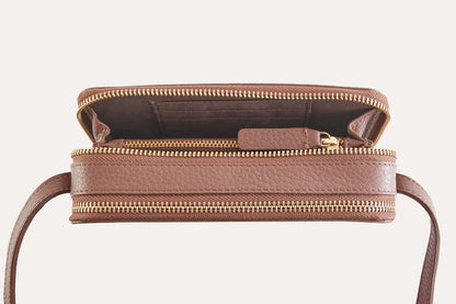 Zip Around Crossbody Pebble Brown
