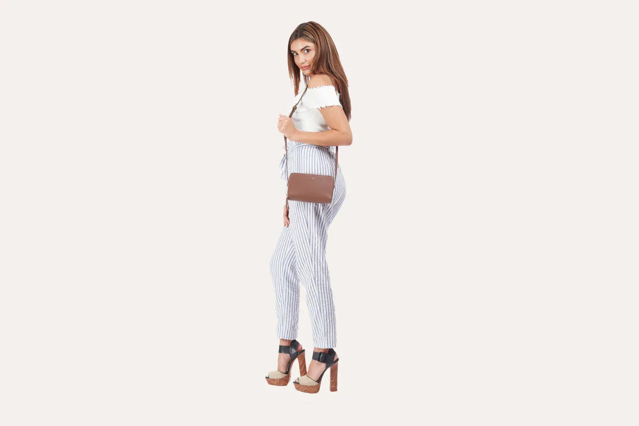 Zip Around Crossbody Pebble Brown