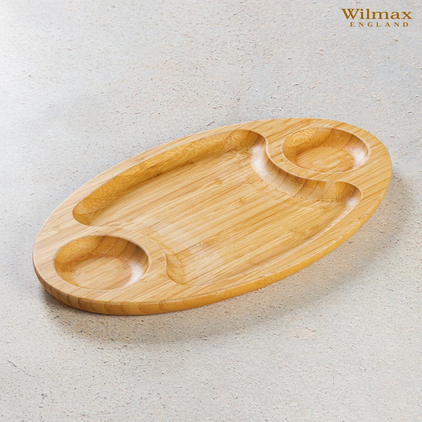 Bamboo 3 Section Platter 18" inch X 10" inch |For Appetizers / Barbecue / Burger Sliders Default Title