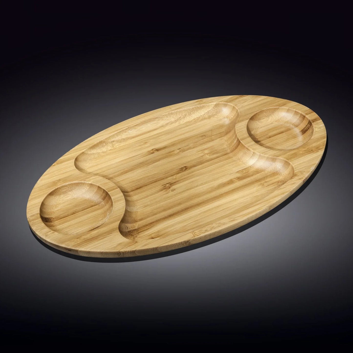 Bamboo 3 Section Platter 18" inch X 10" inch |For Appetizers / Barbecue / Burger Sliders Default Title