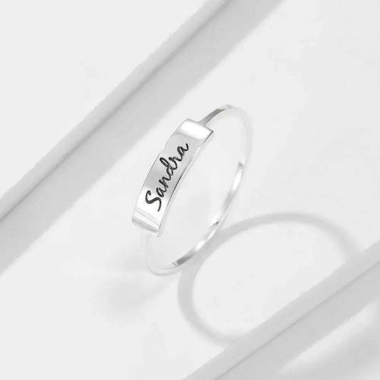 Full Silver Name-1 Ring - silver ring Rose Gold