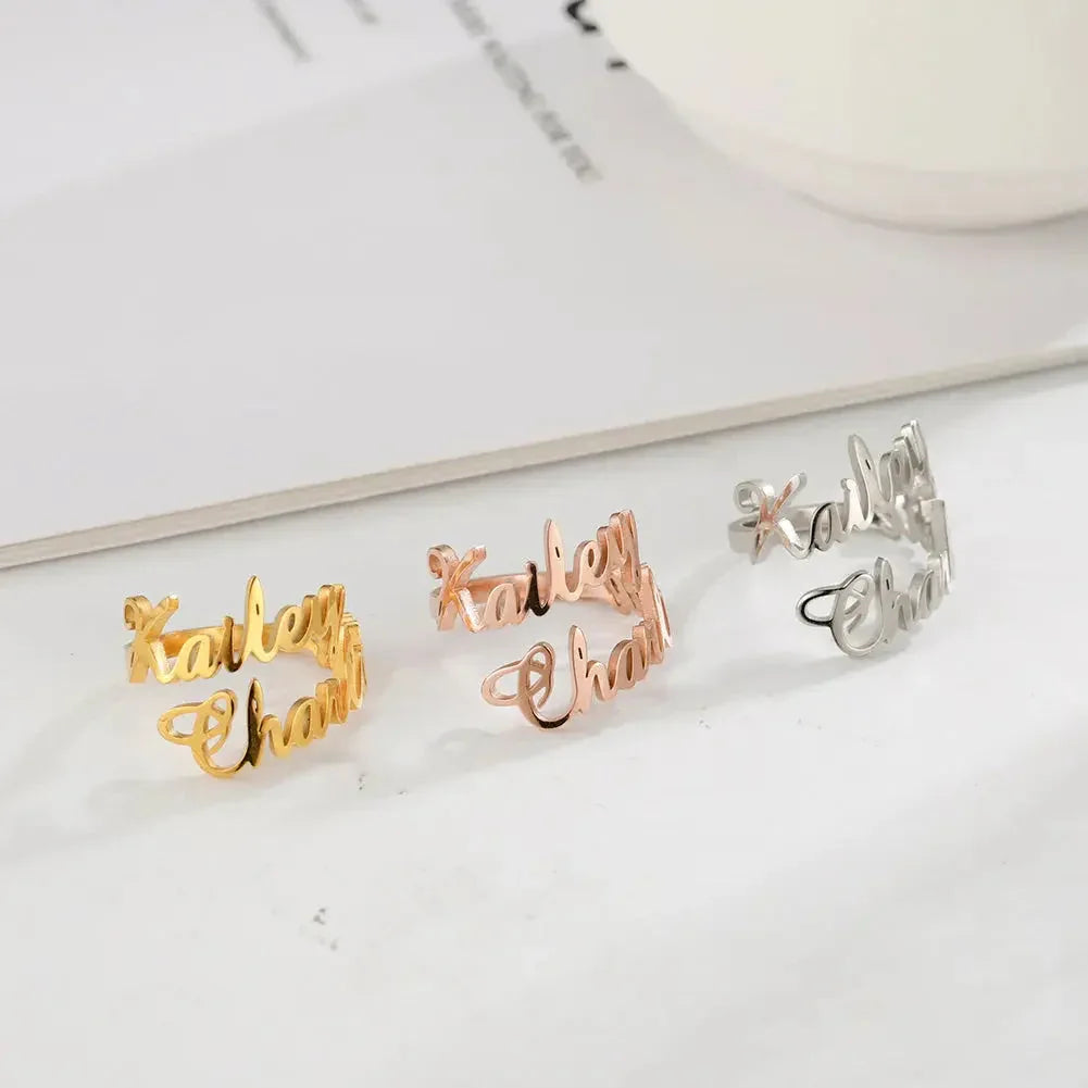 Name Ring - custom name ring rose gold