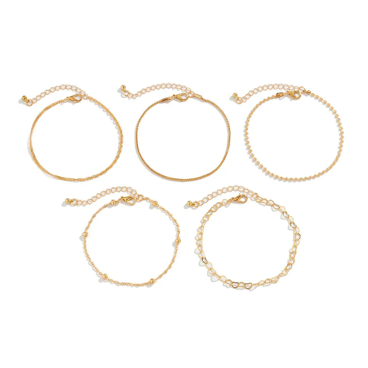 Love Beaded Punk Chain Foot Chain Set Hip Hop Personalized Snake Bone Chain Foot Anklet 01 Gold 4512