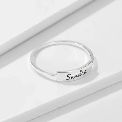 Full Silver Name-1 Ring - silver ring Rose Gold