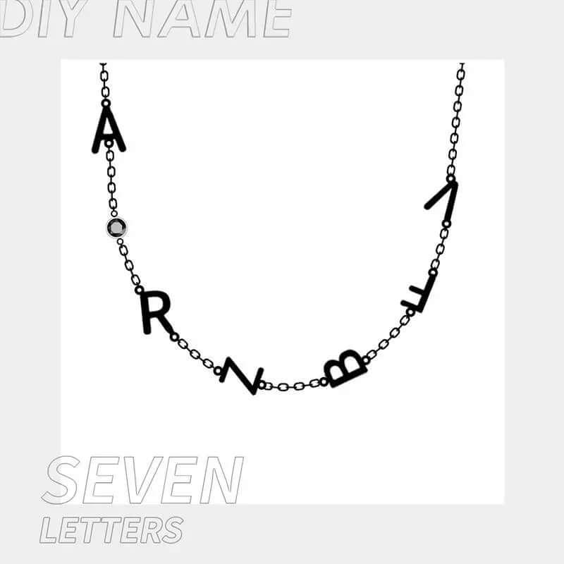Stainless Steel 26 English Letter Name Necklace 7Letters / Steel color