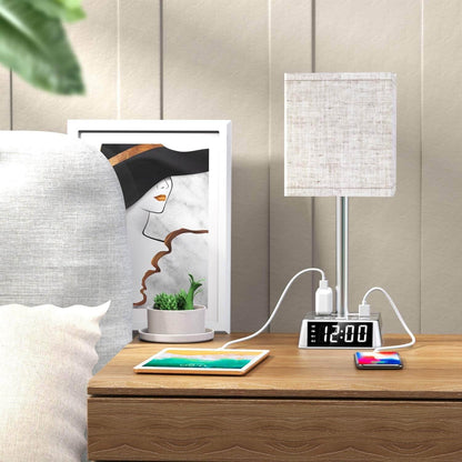 Table Lamp, 4 USB Ports &amp; AC Power Outlets, Alarm Clock Default Title