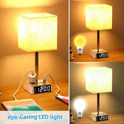 Table Lamp, 4 USB Ports &amp; AC Power Outlets, Alarm Clock Default Title
