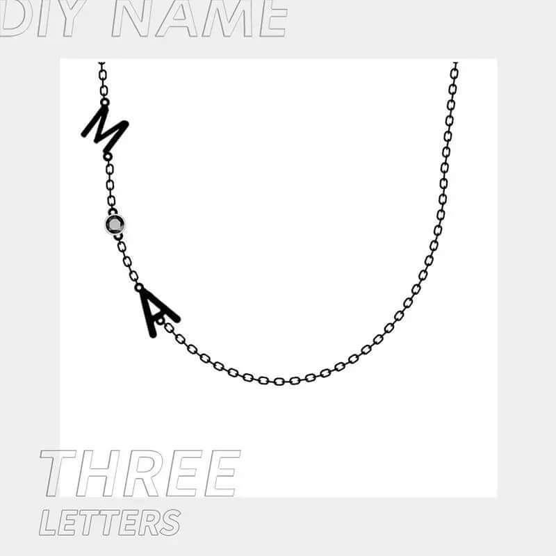 Stainless Steel 26 English Letter Name Necklace 7Letters / Steel color