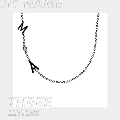 Stainless Steel 26 English Letter Name Necklace 7Letters / Steel color