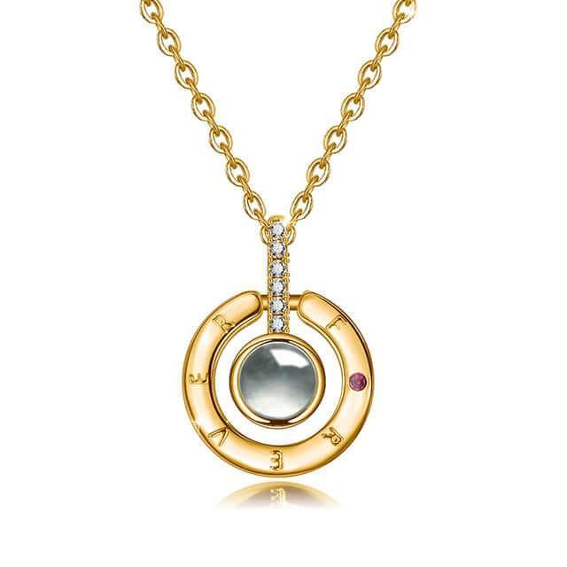 I Love You" 100 Languages Projection Necklace Gold