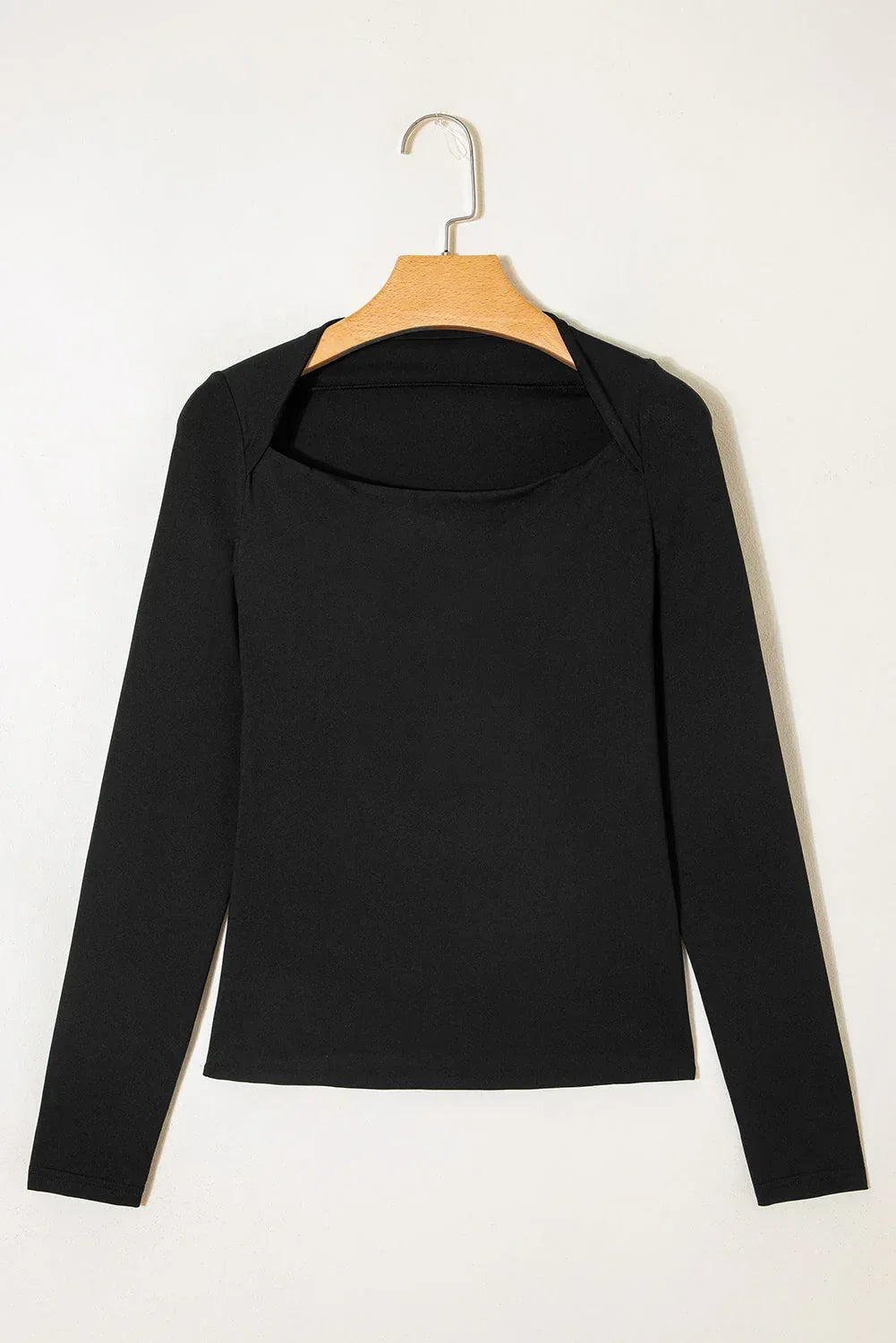 Solid Boat Neck Long Sleeve Top S / Black