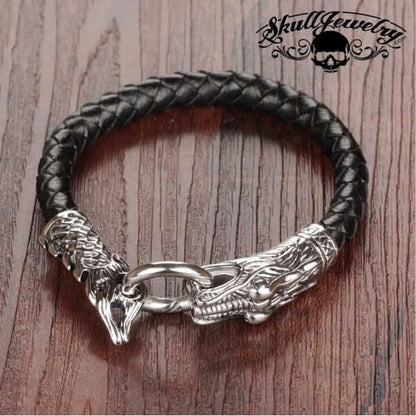 'It Comes Back To You' Leather & Stainless Steel Dragon Bracelet (874) Default Title
