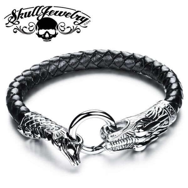 'It Comes Back To You' Leather & Stainless Steel Dragon Bracelet (874) Default Title