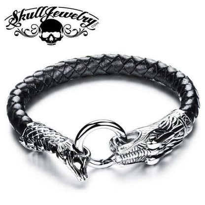'It Comes Back To You' Leather & Stainless Steel Dragon Bracelet (874) Default Title