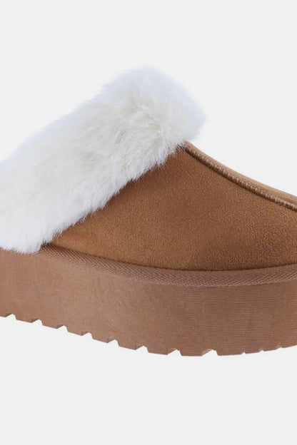 Weeboo Thick Bottom Fur Trim Snow Slippers Tan / 6.5