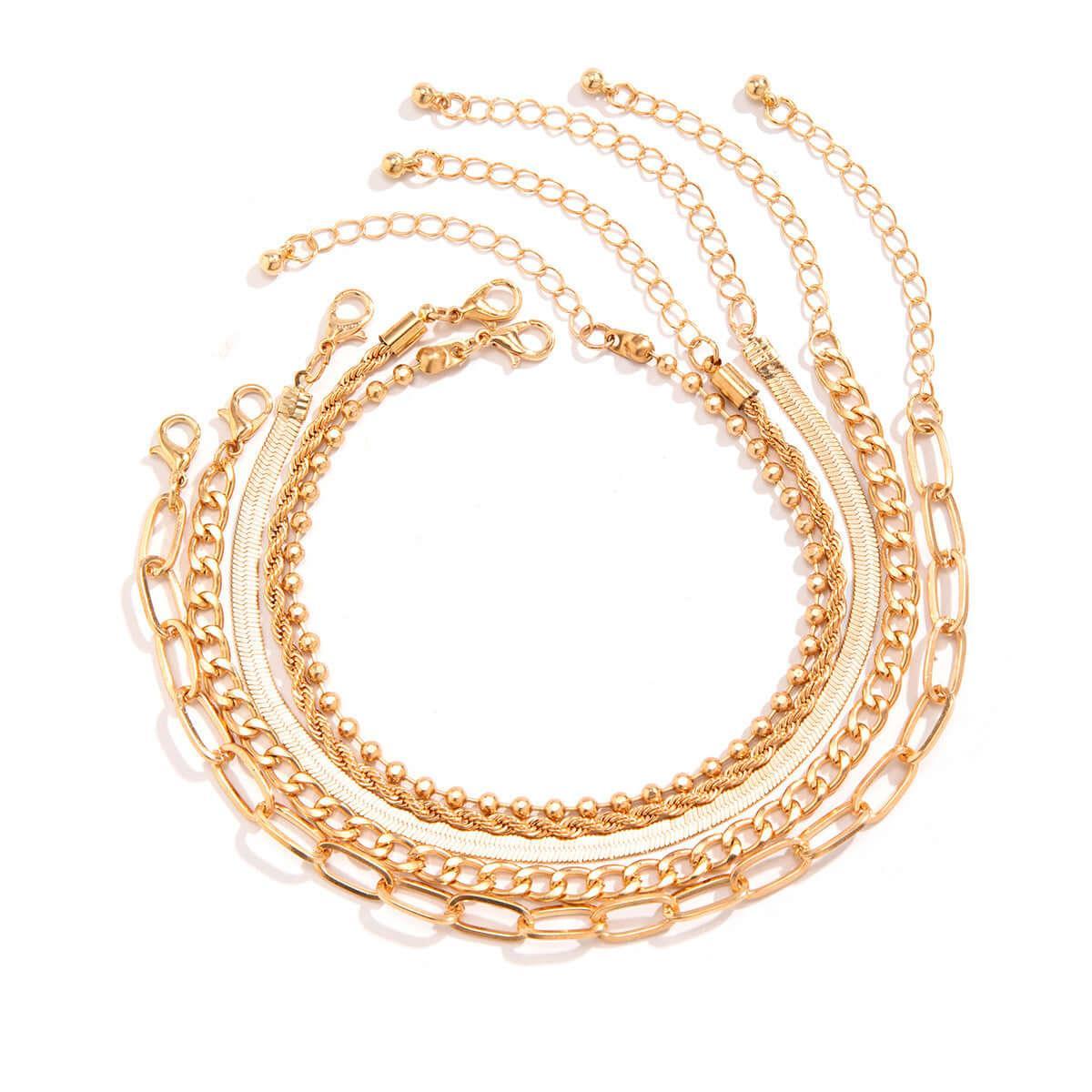 Love Beaded Punk Chain Foot Chain Set Hip Hop Personalized Snake Bone Chain Foot Anklet 01 Gold 4512