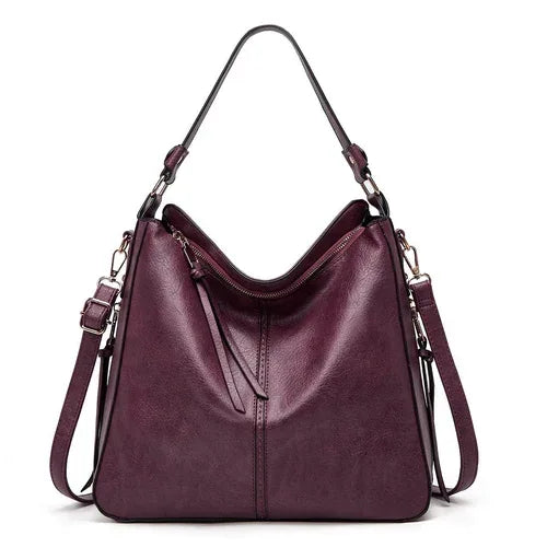 Hobos Zipper Bucket Bags With Adjustable Shoulder-strap Handbags Dark Purple