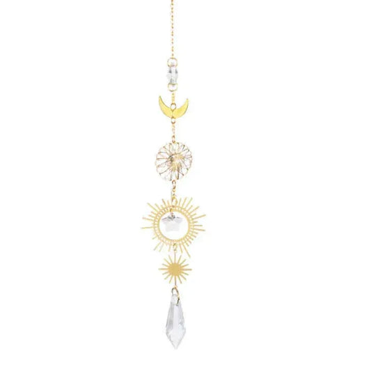 Golden Moon & Star Crystal Sun Catcher A