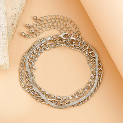 Love Beaded Punk Chain Foot Chain Set Hip Hop Personalized Snake Bone Chain Foot Anklet eprolo