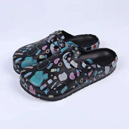 Nurses Shoes Platform EVA Clogs Mules - Lightweight Women Girls Slides 9.5 / Black