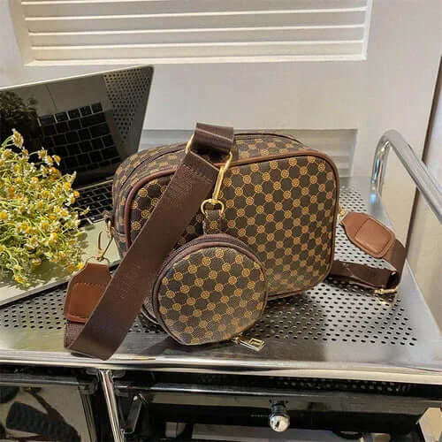 Vintage Pattern Crossbody Bags For Women Shoulder Shell Bag Trend Brown