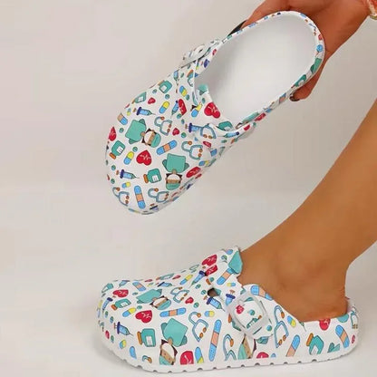 Nurses Shoes Platform EVA Clogs Mules - Lightweight Women Girls Slides 9.5 / White