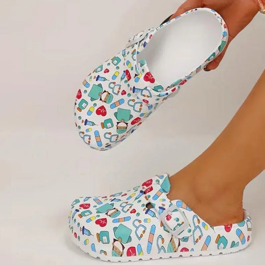 Nurses Shoes Platform EVA Clogs Mules - Lightweight Women Girls Slides 9.5 / White