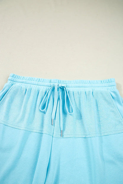 Plus Size Solid Pullover Top and Shorts Set 1X / Aruba Blue