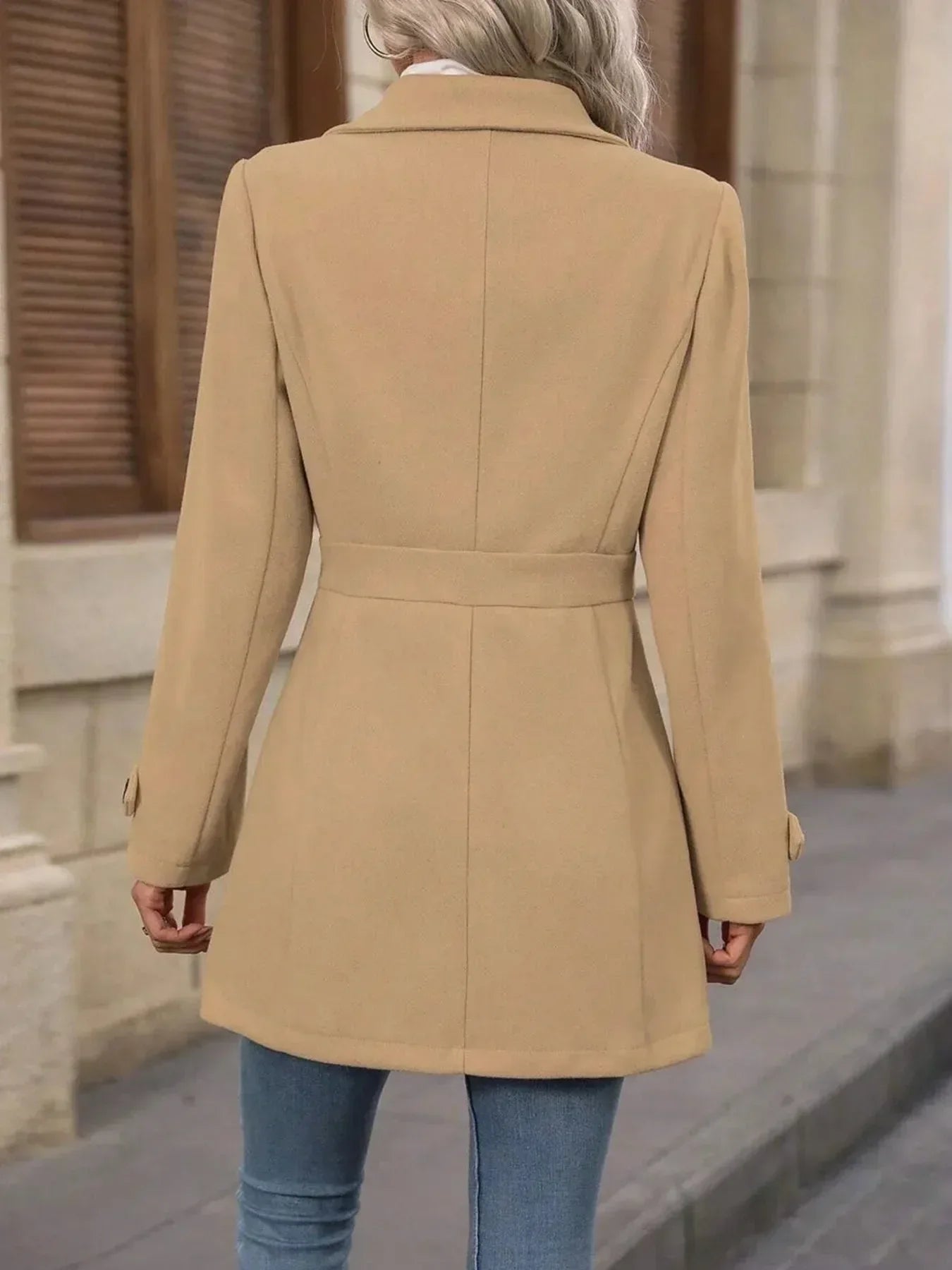 Button Up Long Sleeve Coat S / Apricot