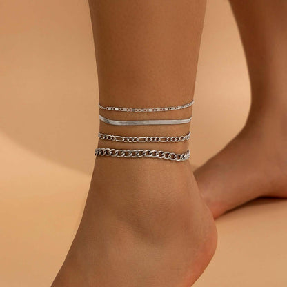Love Beaded Punk Chain Foot Chain Set Hip Hop Personalized Snake Bone Chain Foot Anklet eprolo