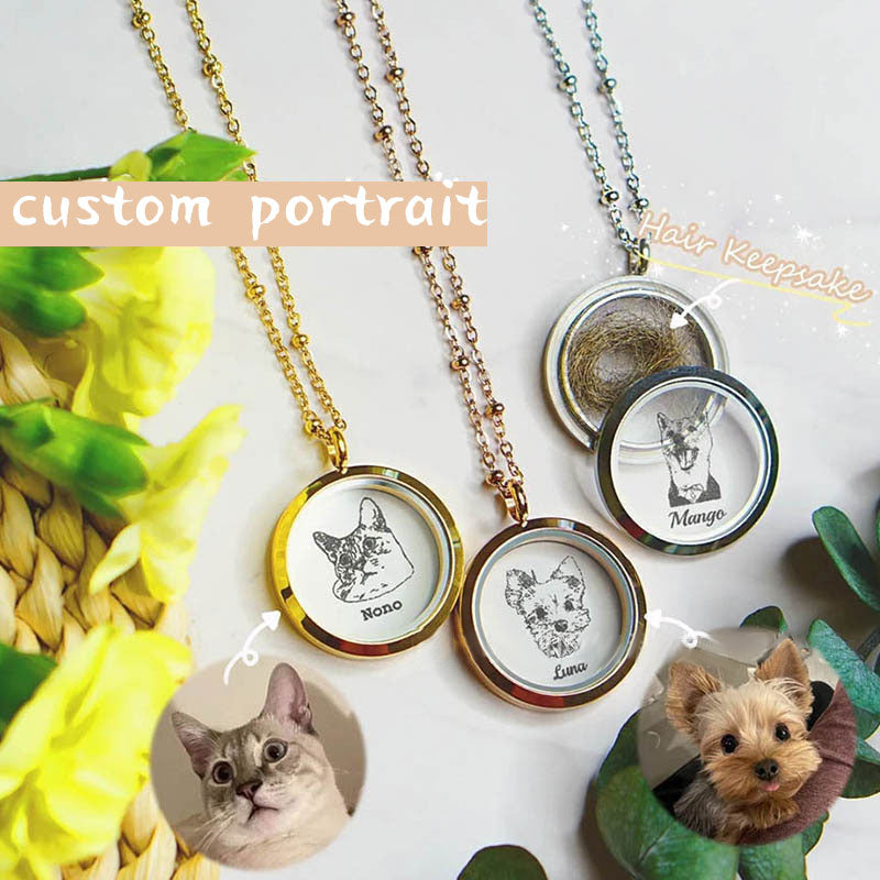 Come to print pet hair and ashes necklace, cat and dog name, photo, souvenir pendant