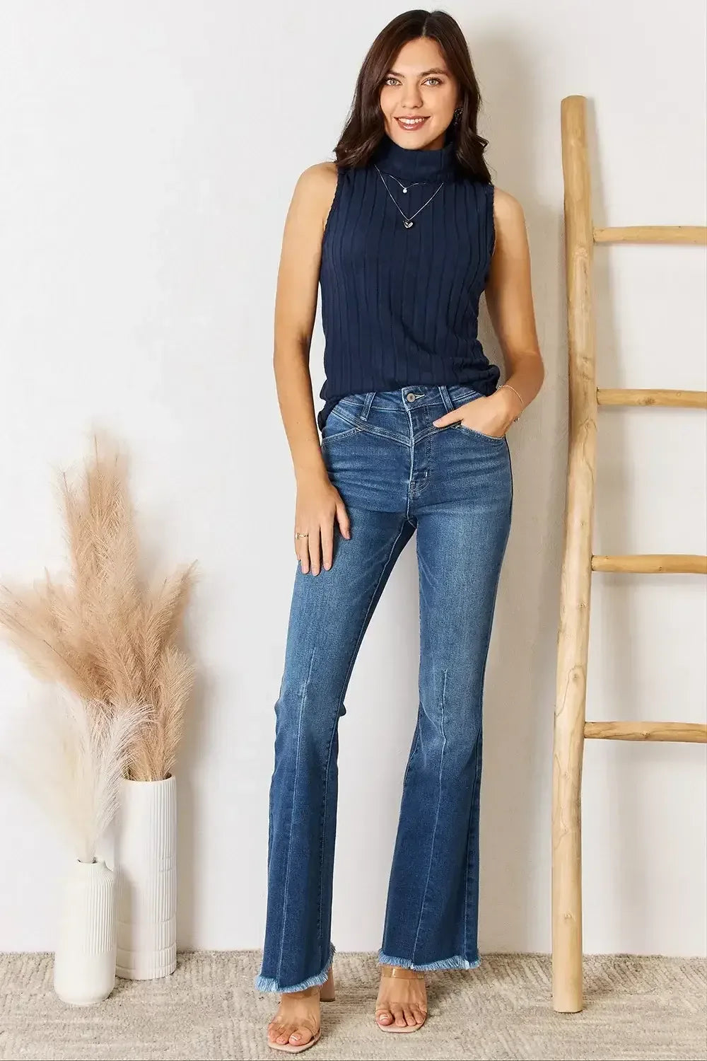 Basic Bae Full Size Ribbed Turtleneck Tank Light Gray / S