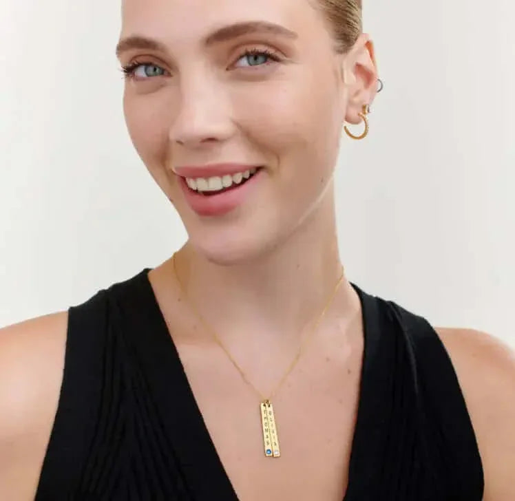 Personalized Vertical Necklace, Mother's Day Gift Rose Gold / 5 Pendant