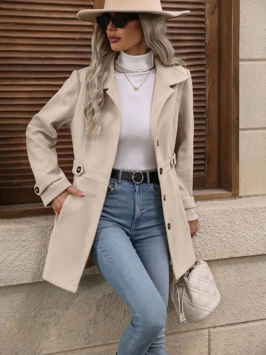 Button Up Long Sleeve Coat S / Apricot