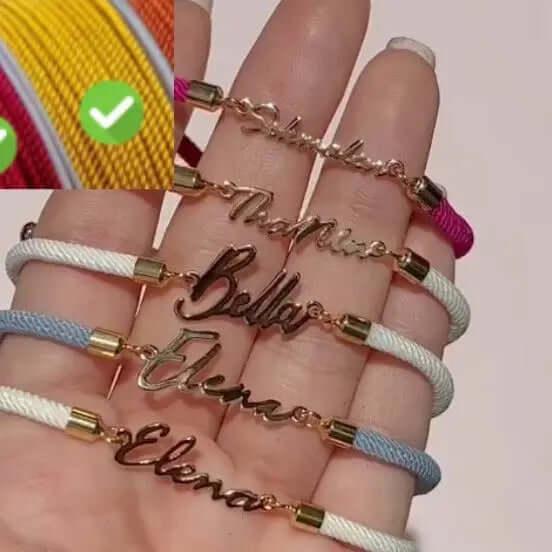 Personalized Colorful Rope Chain Custom Name Bracelet Personalized Adjustable Name Jewelry For Girls 3pcs / Gold