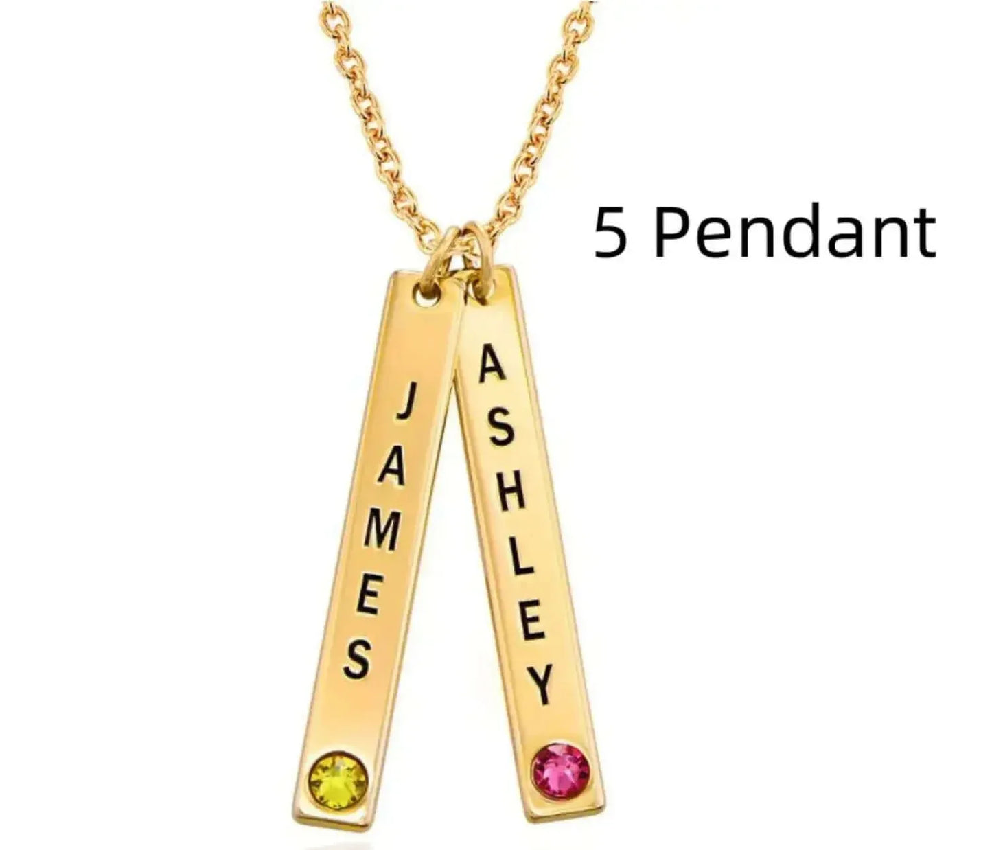Personalized Vertical Necklace, Mother's Day Gift Rose Gold / 5 Pendant