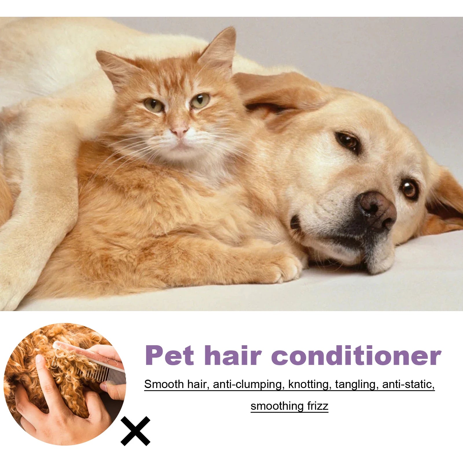 Pet Hair Care Cream Moisturizes Care Pet Hair Conditioner Dry Skin Pet Hair Conditioner for Pet Fur Hair Dogs