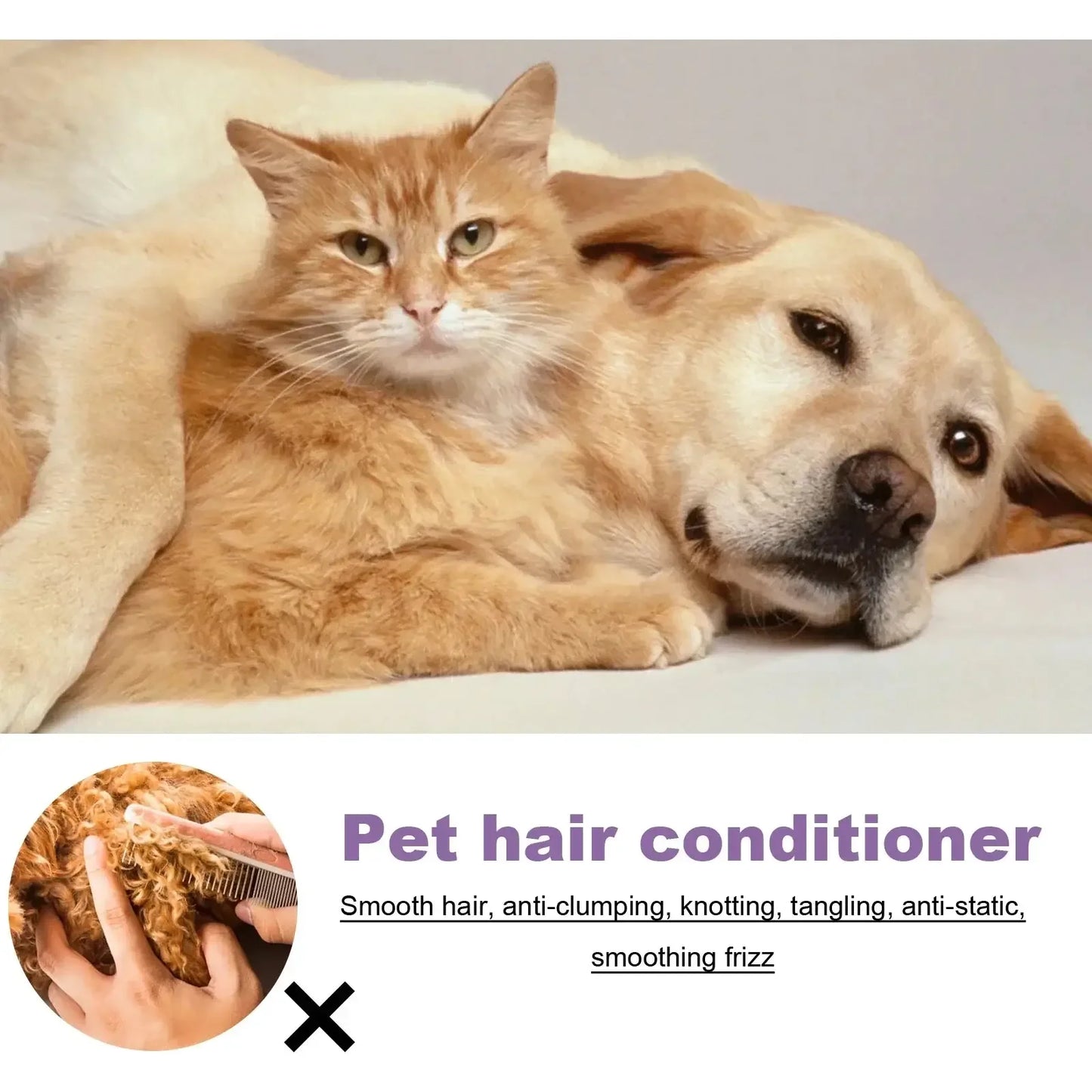 Pet Hair Care Cream Moisturizes Care Pet Hair Conditioner Dry Skin Pet Hair Conditioner for Pet Fur Hair Dogs 50ML