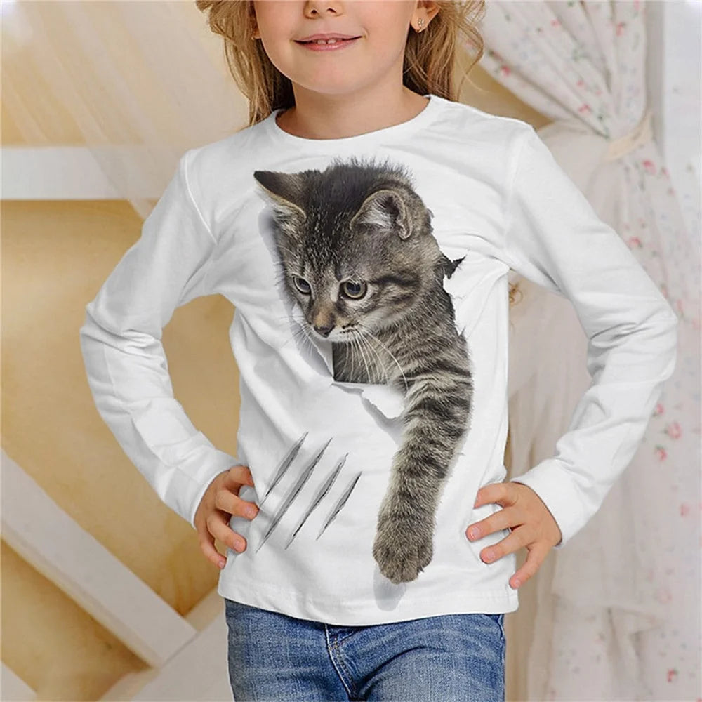 3D Graphic Cat T-shirt