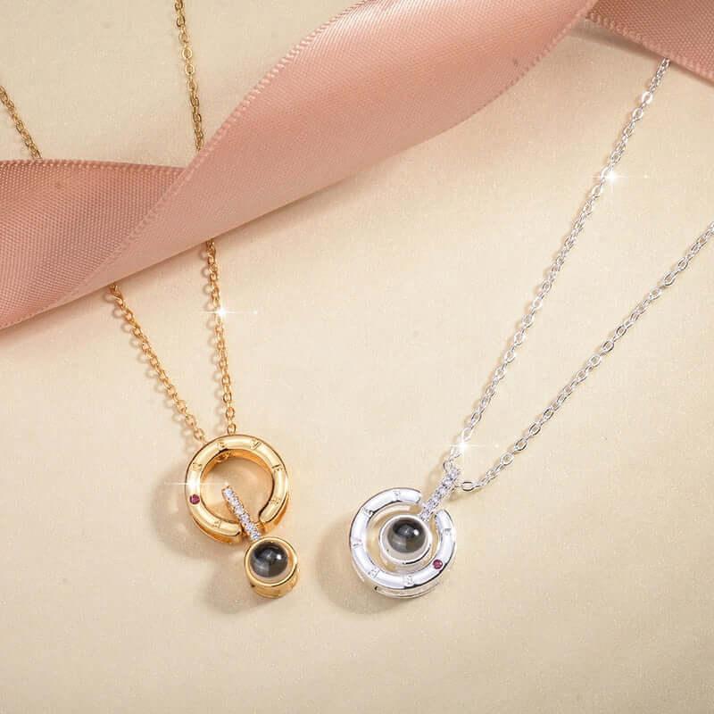 I Love You" 100 Languages Projection Necklace Gold