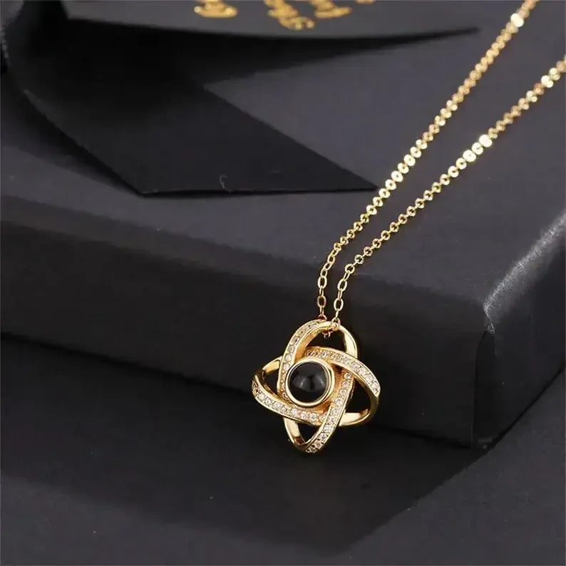 925 Silver Four-Leaf Clover Projection Necklace gold color / 925sliver / 14inchs