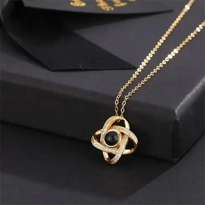 925 Silver Four-Leaf Clover Projection Necklace gold color / 925sliver / 14inchs